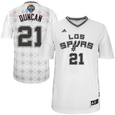 Acquista Maglia NBA San Antonio Spurs Notti Latine Manica Corta #21 Duncan Bianco