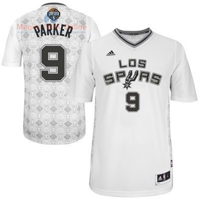 Acquista Maglia NBA San Antonio Spurs Notti Latine Manica Corta #9 Parker Bianco