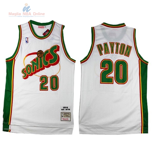 Acquista Maglia NBA Seattle Supersonics #20 Gary Payton Retro Bianco