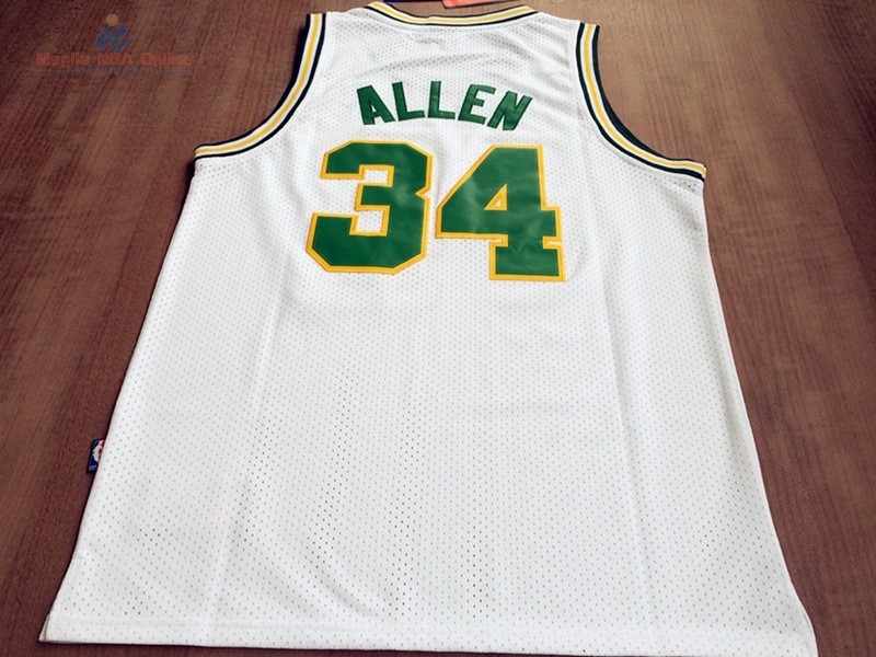 Acquista Maglia NBA Seattle Supersonics #34 Ray Allen Retro Bianco