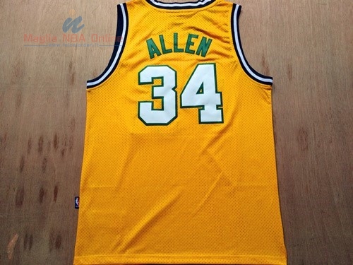 Acquista Maglia NBA Seattle Supersonics #34 Ray Allen Retro Giallo