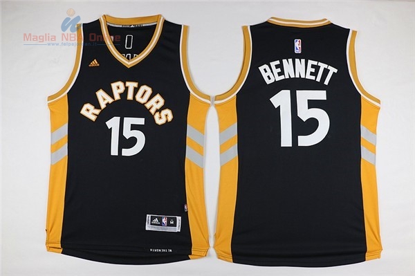 Acquista Maglia NBA Toronto Raptors #15 Anthony Bennett Nero Giallo