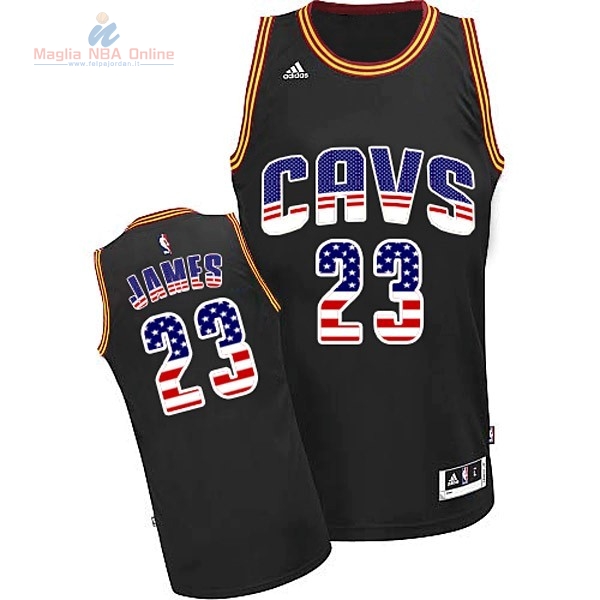 Acquista Maglia NBA USA Flag Special Edition #23 James Nero