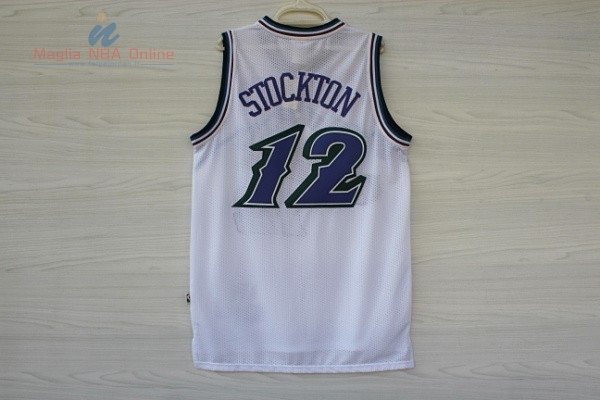 Acquista Maglia NBA Utah Jazz #12 John Stockton Bianco