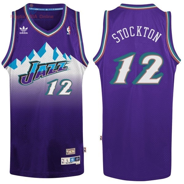 Acquista Maglia NBA Utah Jazz #12 John Stockton Porpora