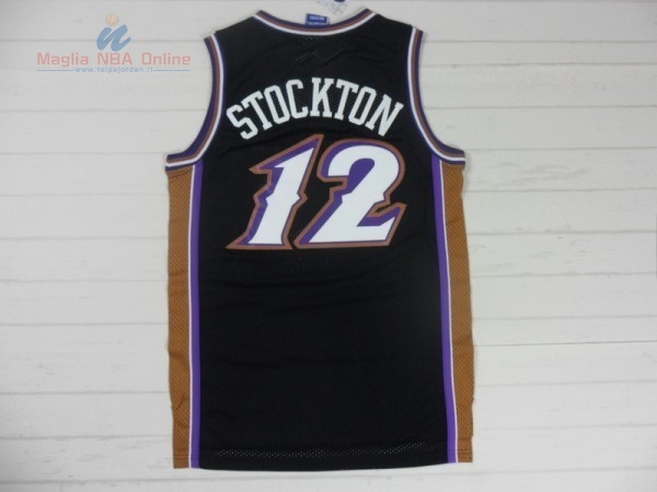 Acquista Maglia NBA Utah Jazz #12 John Stockton Retro Nero