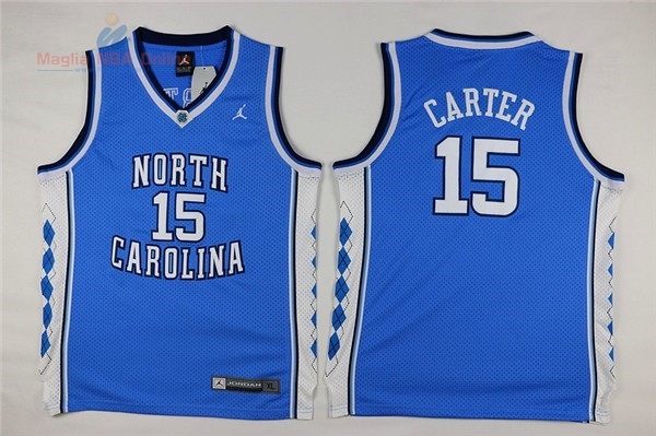 Acquista Maglia NCAA Bambino North Carolina #15 Vince Carter Blu