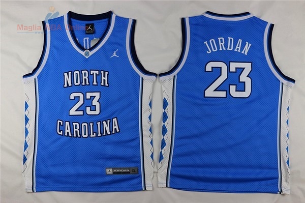 Acquista Maglia NCAA Bambino North Carolina #23 Michael Jordan Blu