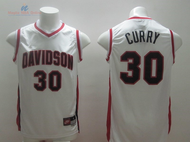 Acquista Maglia NCAA Davidson #30 Stephen Curry Bianco