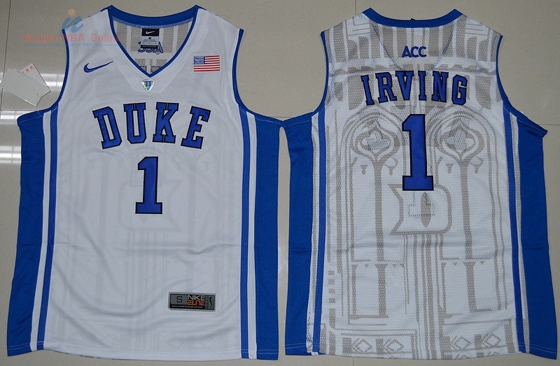 Acquista Maglia NCAA Duke #1 Kyrie Irving Bianco Blu