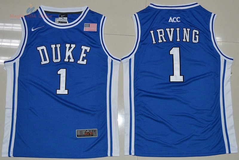 Acquista Maglia NCAA Duke #1 Kyrie Irving Blu Bianco