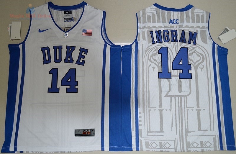 Acquista Maglia NCAA Duke #14 Brandon Ingram Bianco