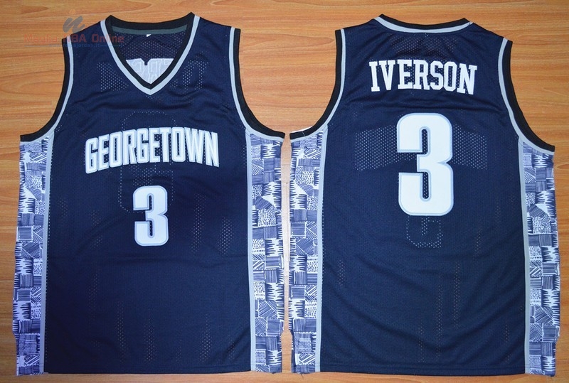 Acquista Maglia NCAA Georgetown Hoyas #3 Allen Iverson Blu
