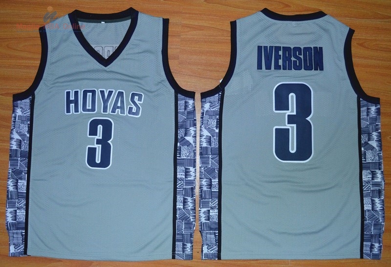 Acquista Maglia NCAA Georgetown Hoyas #3 Allen Iverson Grigio