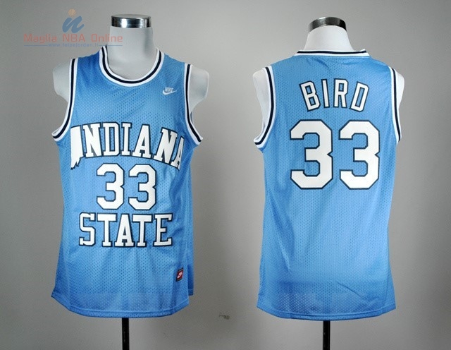 Acquista Maglia NCAA Indiana State Sycamores #33 Larry Joe Bird Blu