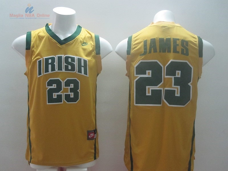 Acquista Maglia NCAA Irish #23 LeBron James Oro