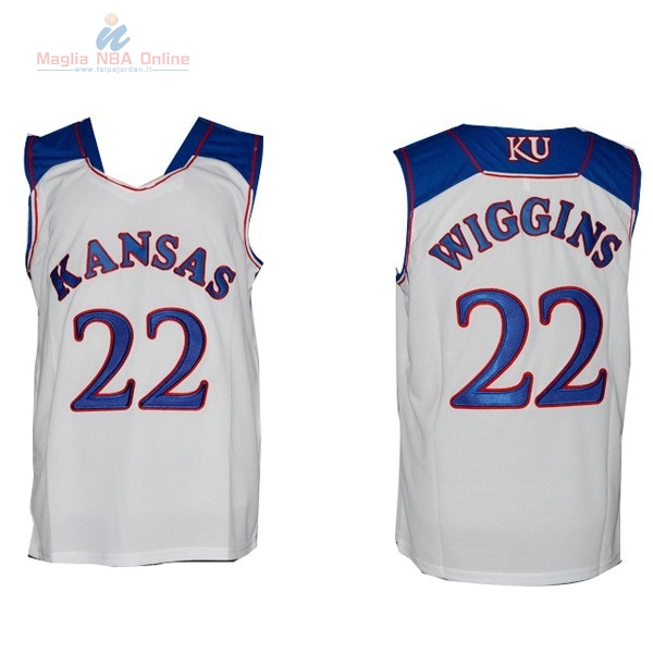 Acquista Maglia NCAA Kansas #22 Andrew Wiggins Bianco