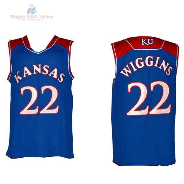 Acquista Maglia NCAA Kansas #22 Andrew Wiggins Blu