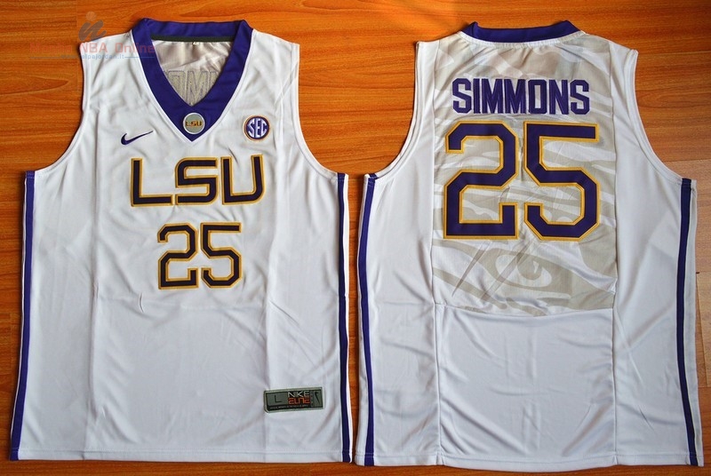 Acquista Maglia NCAA LSU #25 Bobby Simmons Bianco