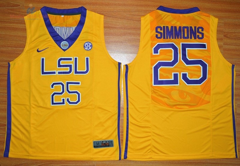 Acquista Maglia NCAA LSU #25 Bobby Simmons Giallo