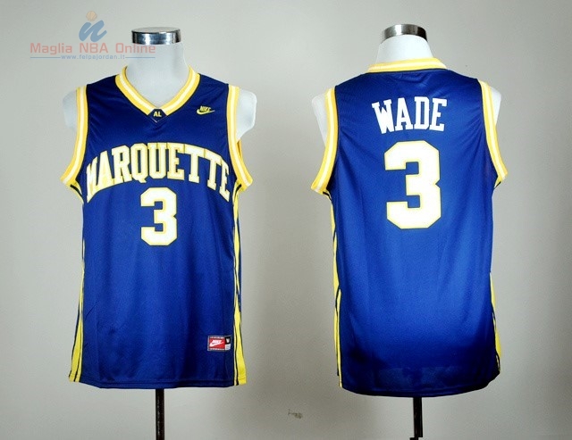 Acquista Maglia NCAA Marquette #3 Dwyane Wade Blu
