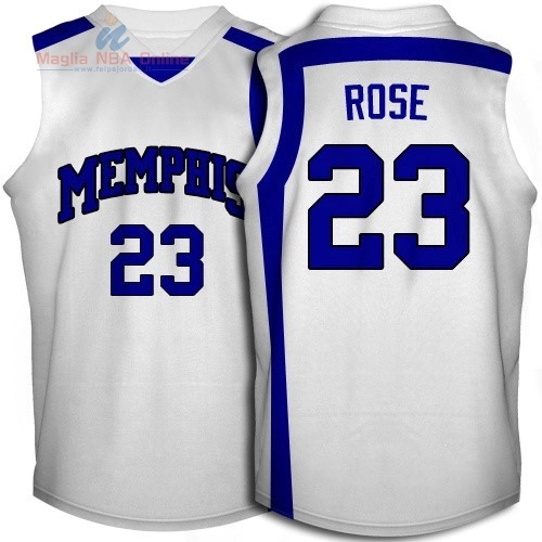 Acquista Maglia NCAA Memphis #23 Derrick Rose Bianco