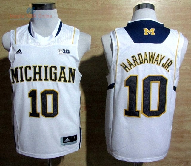 Acquista Maglia NCAA Michigan #10 Tim Hardaway Jr Bianco