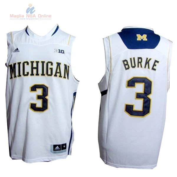 Acquista Maglia NCAA Michigan #3 Trey Burke Bianco