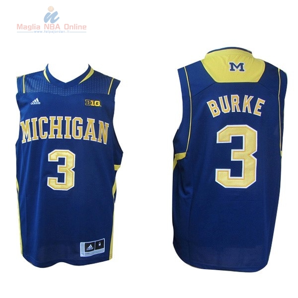 Acquista Maglia NCAA Michigan #3 Trey Burke Blu