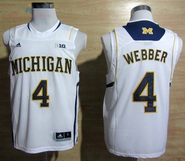 Acquista Maglia NCAA Michigan #4 Chirs Webber Bianco