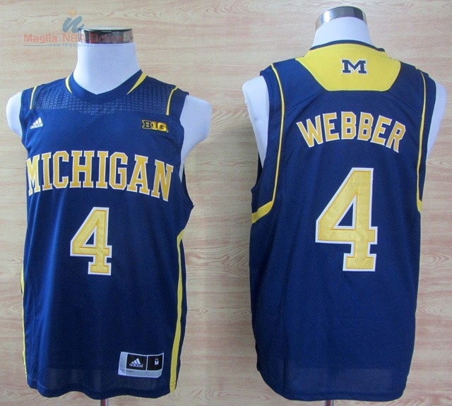 Acquista Maglia NCAA Michigan #4 Chirs Webber Blu