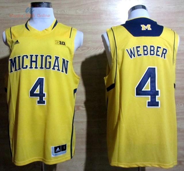 Acquista Maglia NCAA Michigan #4 Chirs Webber Giallo