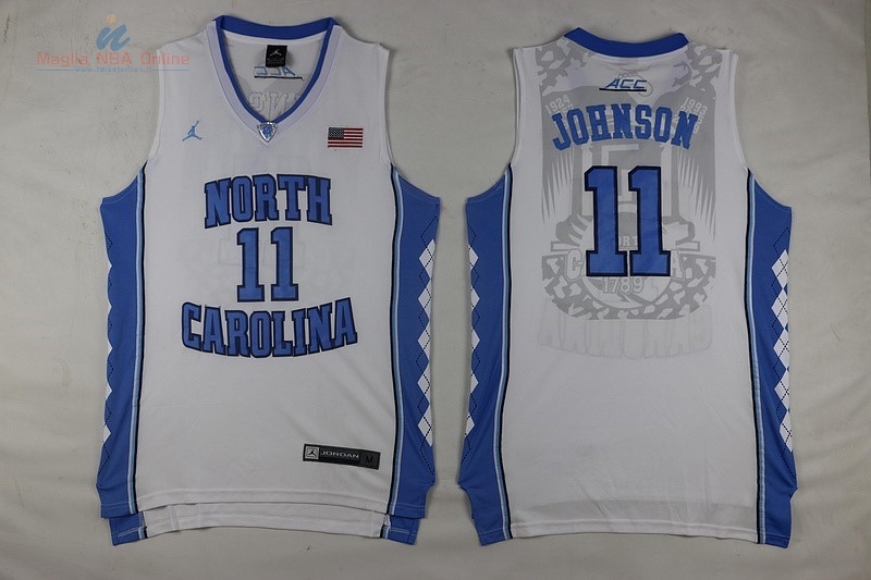 Acquista Maglia NCAA North Carolina #11 Johson Bianco