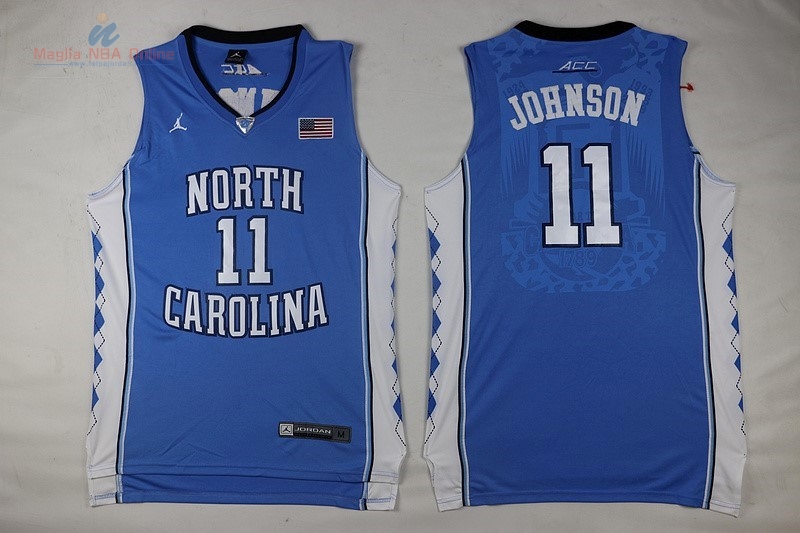 Acquista Maglia NCAA North Carolina #11 Johson Blu