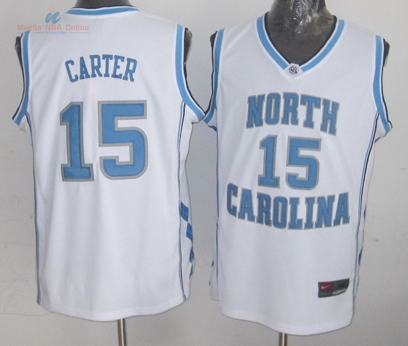 Acquista Maglia NCAA North Carolina #15 Vince Carter Bianco
