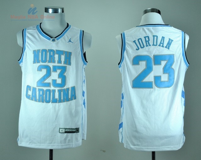 Acquista Maglia NCAA North Carolina #23 Michael Jordan Bianco