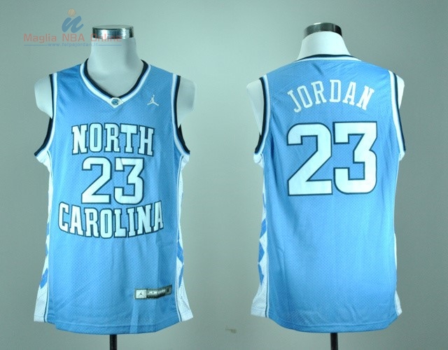 Acquista Maglia NCAA North Carolina #23 Michael Jordan Blu