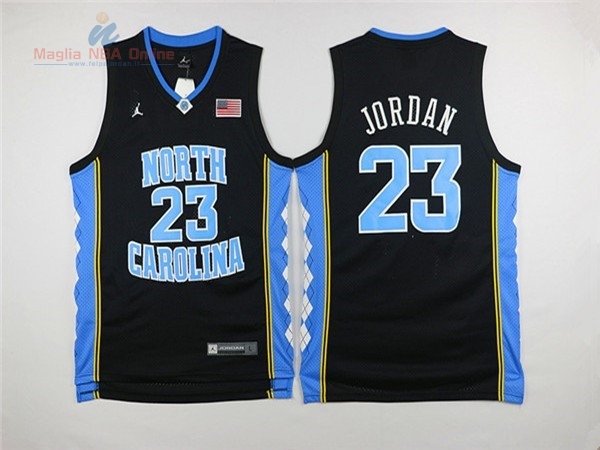 Acquista Maglia NCAA North Carolina #23 Michael Jordan Nero