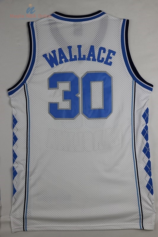 Acquista Maglia NCAA North Carolina #30 Rasheed Wallace Bianco