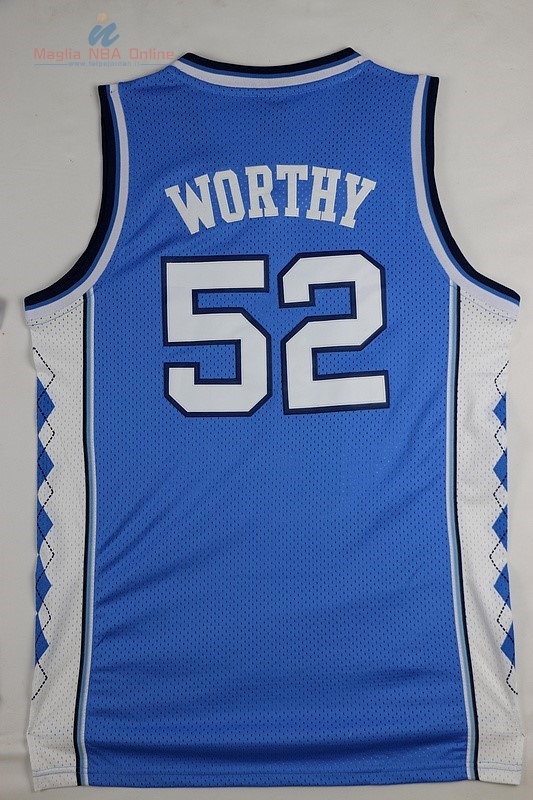 Acquista Maglia NCAA North Carolina #52 James Worthy Blu