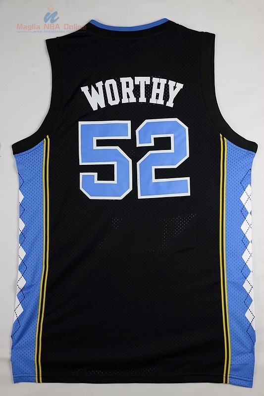 Acquista Maglia NCAA North Carolina #52 James Worthy Nero