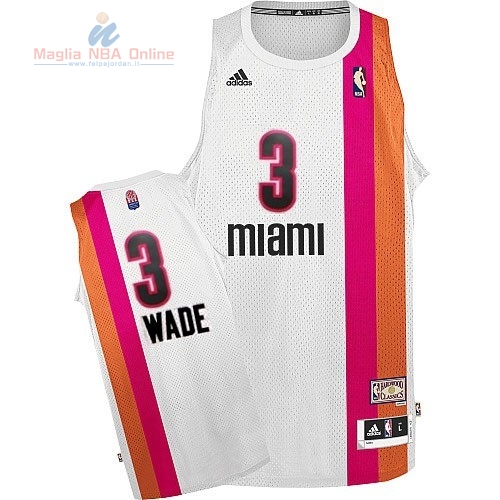 Acquista Maillo ABA Miami Heat #3 Wade Bianco