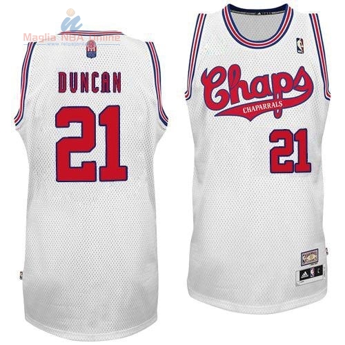 Acquista Maillo ABA San Antonio Spurs #21 Duncan Bianco