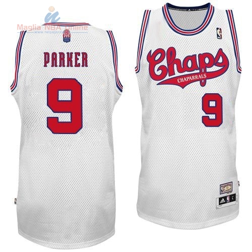 Acquista Maillo ABA San Antonio Spurs #9 Parker Bianco