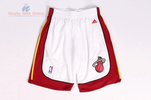 Acquista Pantaloni Basket Miami Heat Bianco Rosso