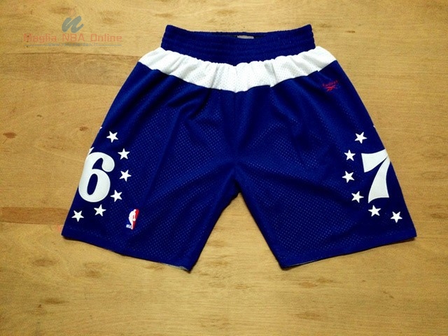 Acquista Pantaloni Basket Philadelphia Sixers Retro Blu