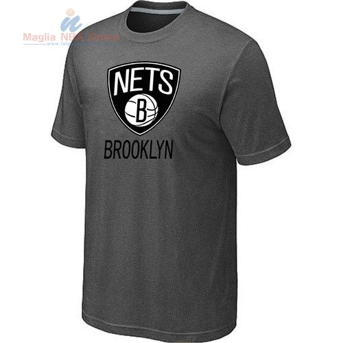 Acquista T-Shirt Brooklyn Nets Grigio Ferro