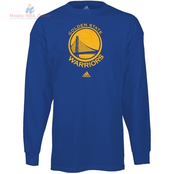 Acquista T-Shirt Golden State Warriors Maniche Lunghe Blu 002