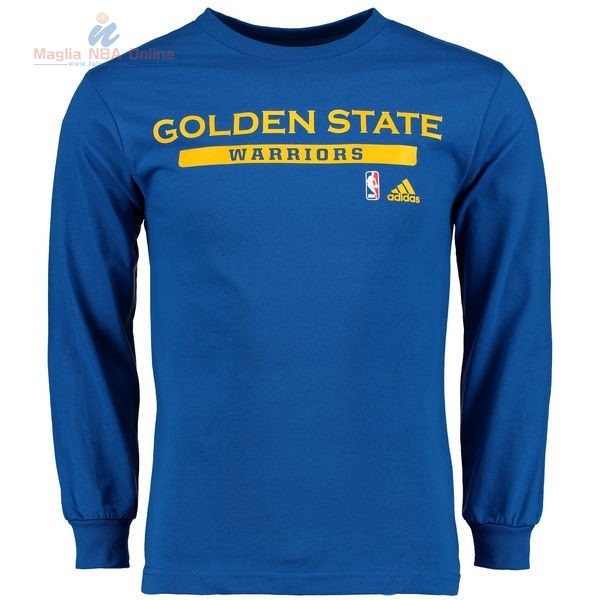Acquista T-Shirt Golden State Warriors Maniche Lunghe Blu 2017