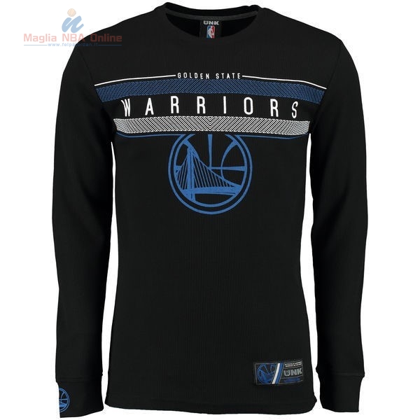 Acquista T-Shirt Golden State Warriors Maniche Lunghe Nero 002